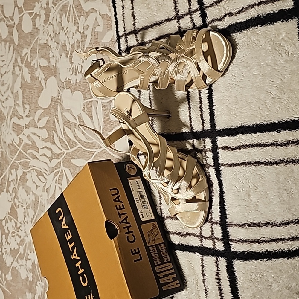 Creamy gold strappy heels